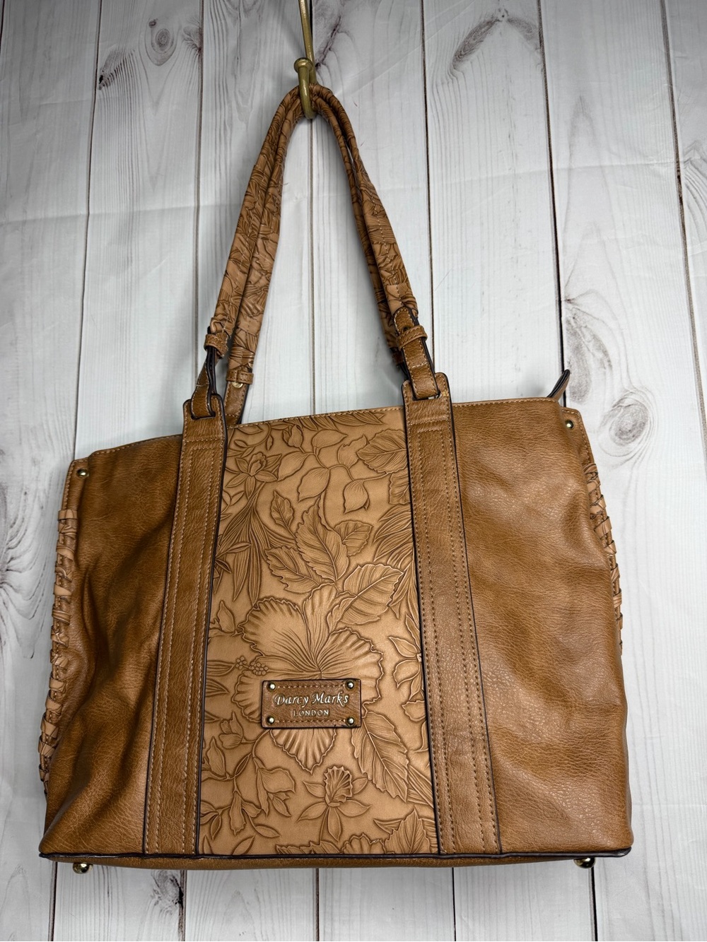 Darcy Marks beautiful embossed tote with zipper